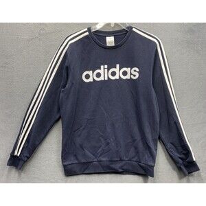 Adidas Authentic Athletic Wear Pullover Sweaters Mens Navy Blue Printed Large
